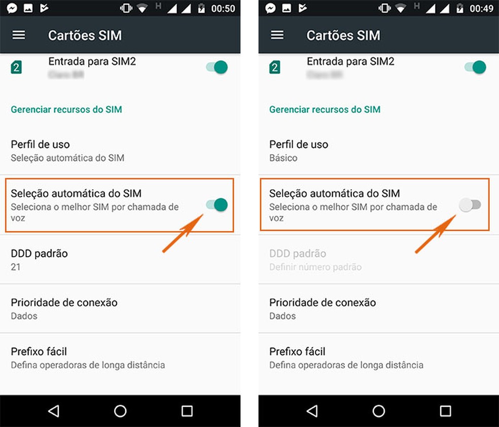 Ative ou desligue a seleção automática do SIM no Android (Foto: Reprodução/Barbara Mannara)