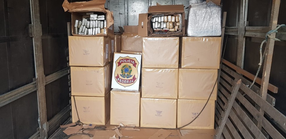 Polícia Federal apreende quase duas toneladas de maconha dentro de caminhão em Itu— Foto: Polícia Federal/Divulgação