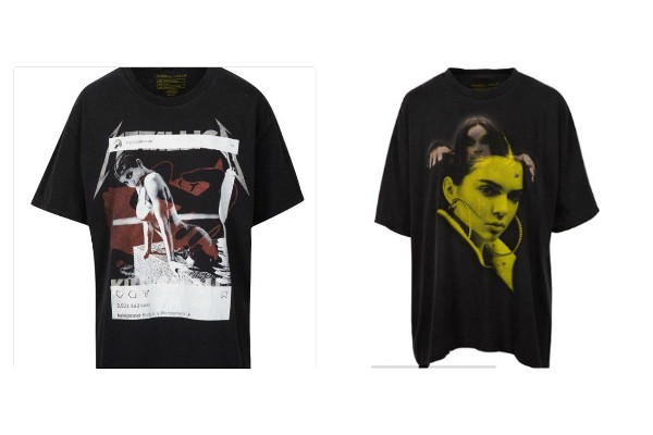 As camisetas vendidas por Kendall e Kylie Jenner, a 125 dólares cada (Foto: Reprodução)