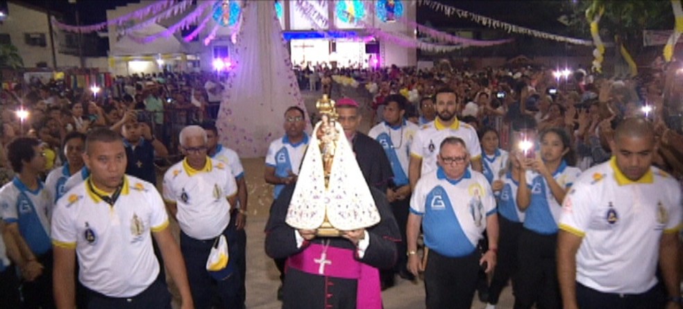 Chegada da imagem peregrina em Ananindeua â Foto: ReproduÃ§Ã£o/TV Liberal