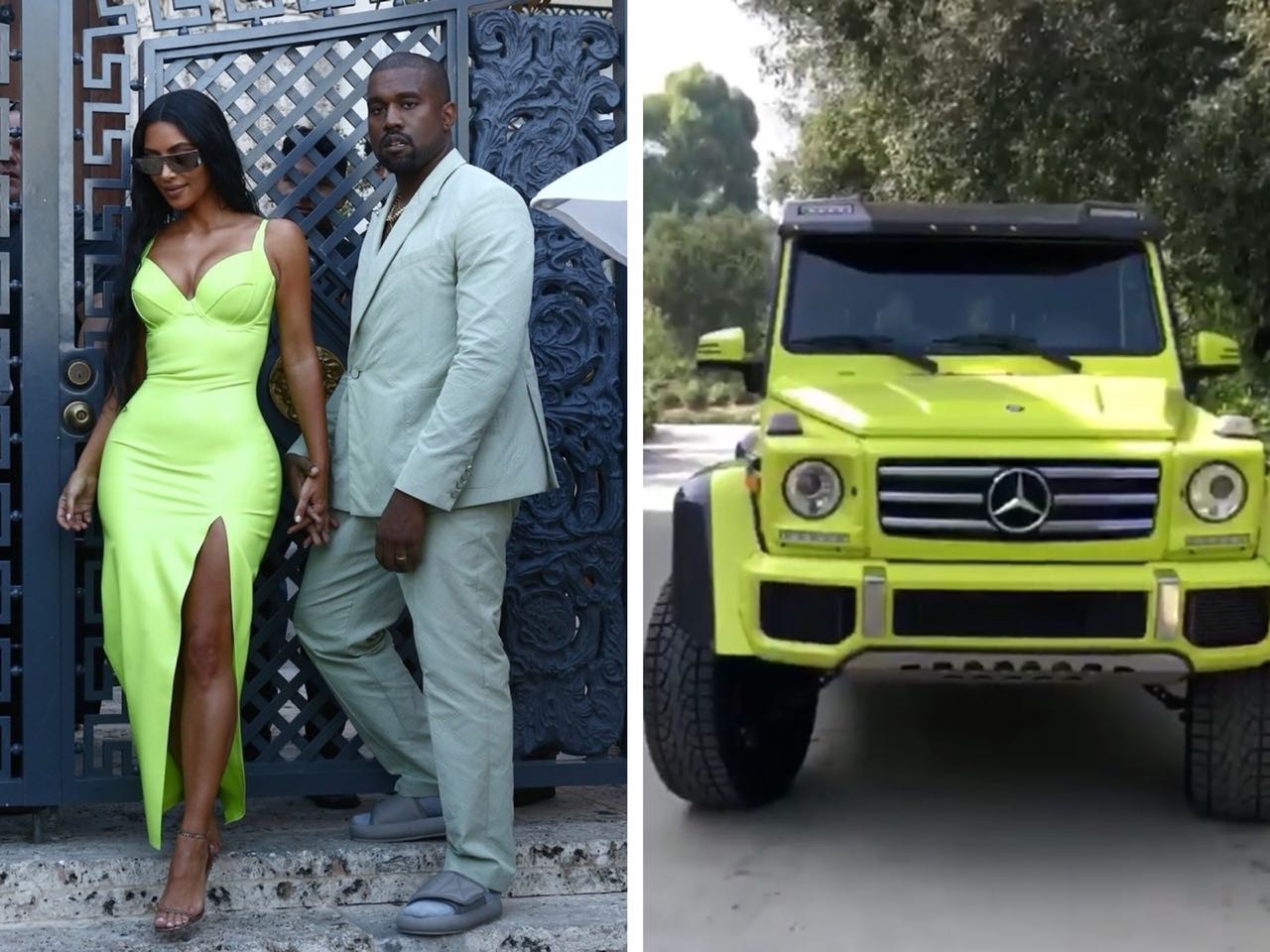 Kim Kardashian ganha carro verde neon de Kanye West (Foto: reprodução/Instagram)