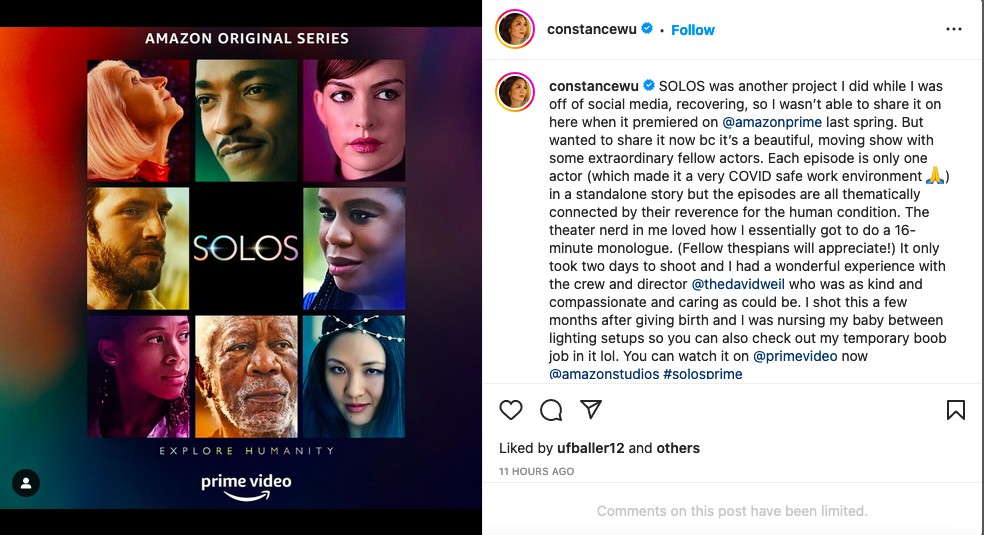 O segundo post de Constance Wu em seu retorno ao Instagram (Foto: Instagram)