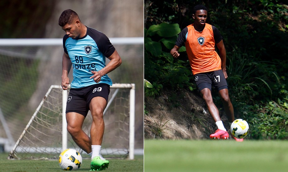 Erison e Jeffinho em treino do Botafogo