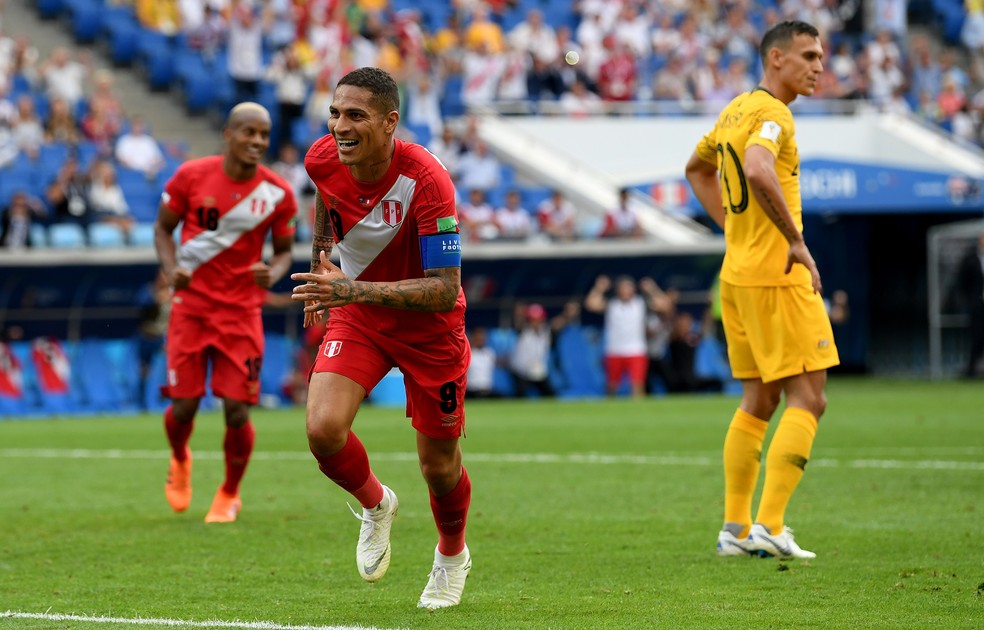 Guerrero comemora gol do Peru sobre a Austr&aacute;lia na Copa do Mundo: sonho realizado (Foto: Getty Images)