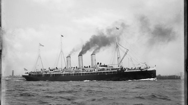 O navio Augusta Victoria, no qual Nellie Bly partiu rumo à Inglaterra em 1889, na primeira etapa de sua viagem ao redor do mundo (Foto: LIBRARY OF CONGRESS via BBC News)