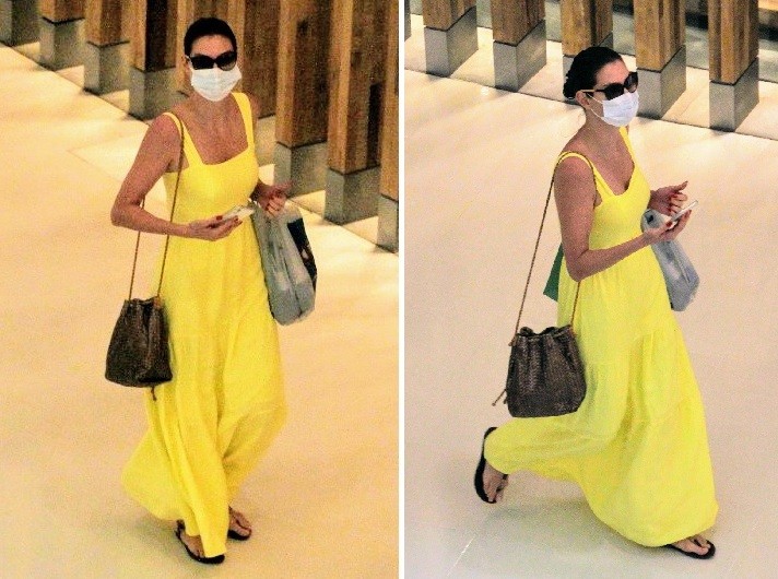 Lavínia Vlasak passeia em shopping carioca cm vestido amarelo (Foto: Daniel Delmiro/AgNews)