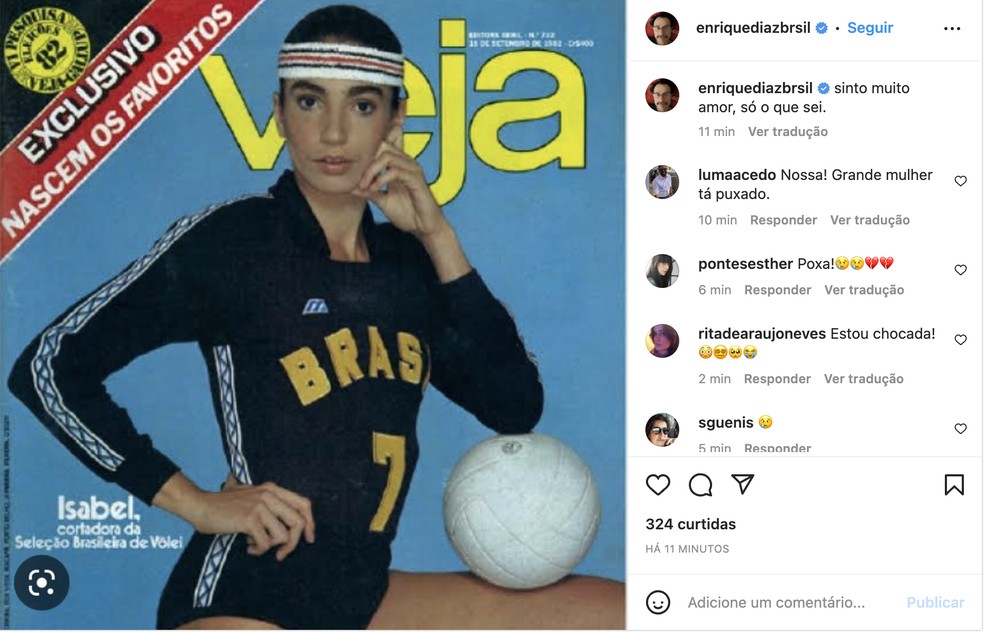 Enrique Diaz presta homenagem para Isabel Salgado na web — Foto: Reprodução / Instagram