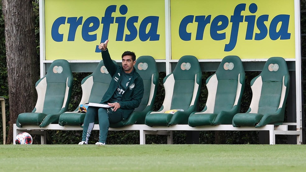 Abel Ferreira no jogo-treino entre Palmeiras e São José — Foto: Cesar Greco / Ag Palmeiras