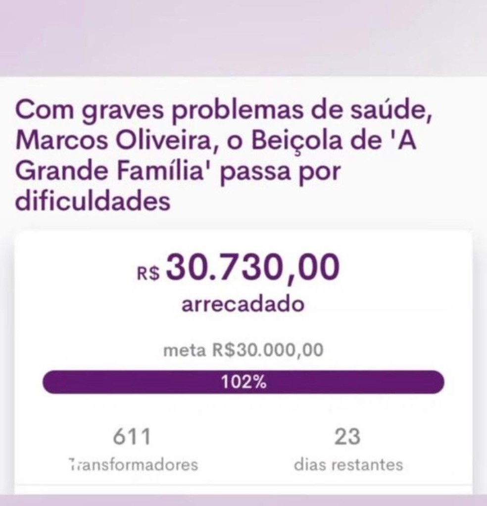Fãs arrecadam dinheiro para Marcos Oliveira, o Beiçola  — Foto: Reprodução/Instagram