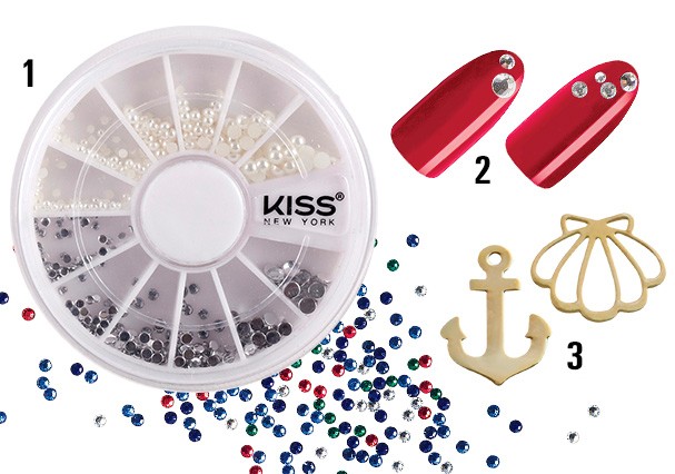 1. Kit de cristais e perólas, R$16, Kiss New York. 2. Cristais de acrílico coloridos, R$ 6 (400 unidades), Marco Boni. 3. Bijoux de metal, R$ 5, Kiss New York (Foto: Divulgação) 1. Kit de cristais e perólas, R$16, Kiss New York. 2. Cristais de acrílico coloridos, R$ 6 (400 unidades), Marco Boni. 3. Bijoux de metal, R$ 5, Kiss New York (Foto: Divulgação)