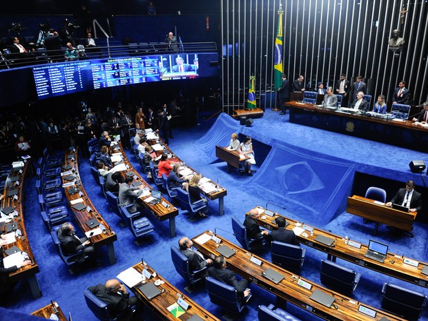 25/08 - Vista geral do plenário do Senado, em Brasília, durante sessão do julgamento final do processo de impeachment da presidente afastada Dilma Rousseff (Foto: Marcos Oliveira/Agência Senado)