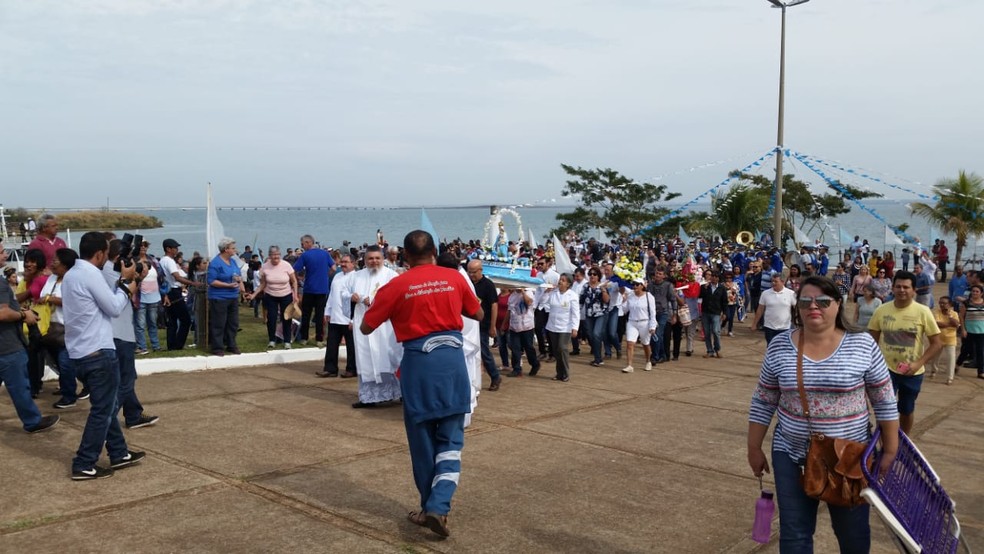 Festa de Nossa Senhora dos Navegantes em Presidente EpitÃ¡cio (Foto: Heloise Hamada/TV Fronteira)