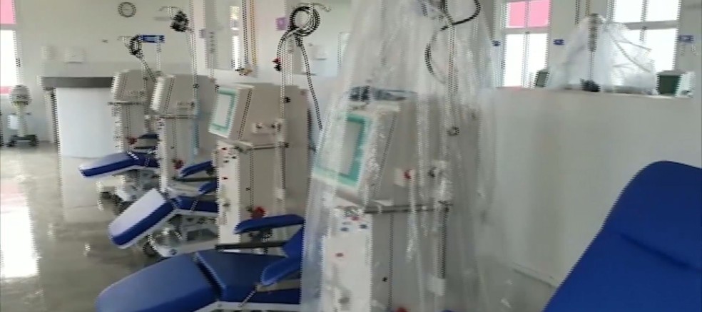 Máquinas do centro de hemodiálise de São Luís ainda estão paradas. — Foto: Reprodução/TV Mirante