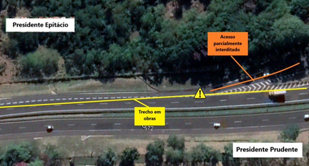 Manutenção da faixa 2 oeste, em Presidente Prudente — Foto: Cart