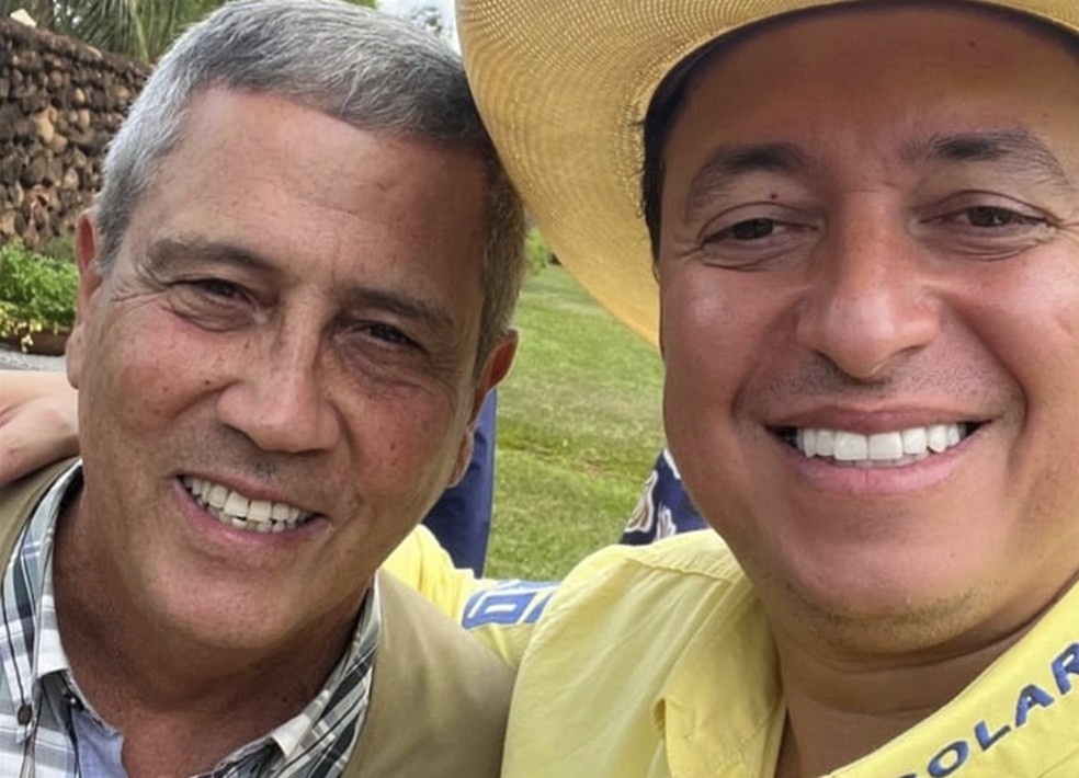 Stories. O locutor de rodeios Cuiabano com Braga Netto, cotado para vice — Foto: Reprodução/Instagram