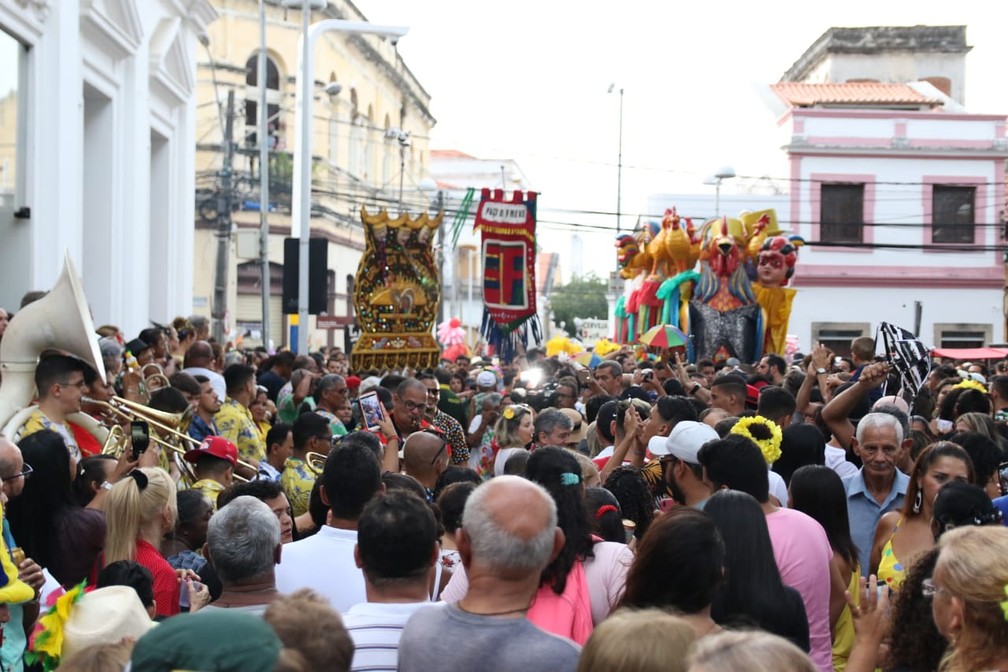 Estandartes coloriram o Bairro do Recife no Arrastão do Frevo, neste domingo (5) — Foto: Marlon Costa/Pernambuco Press