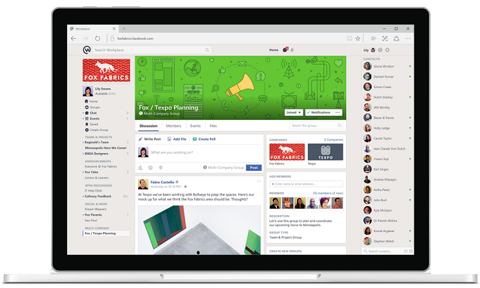 Workplace traz layout e recursos semelhantes ao Facebook (Foto: Divulgação/Facebook)