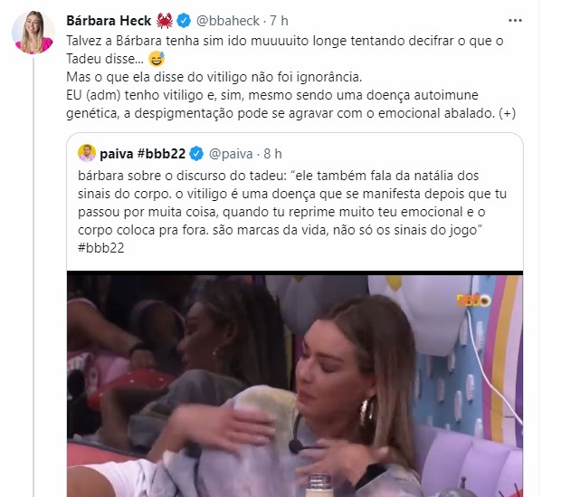 ADM defende Bárbara (Foto: Reprodução/Twitter)