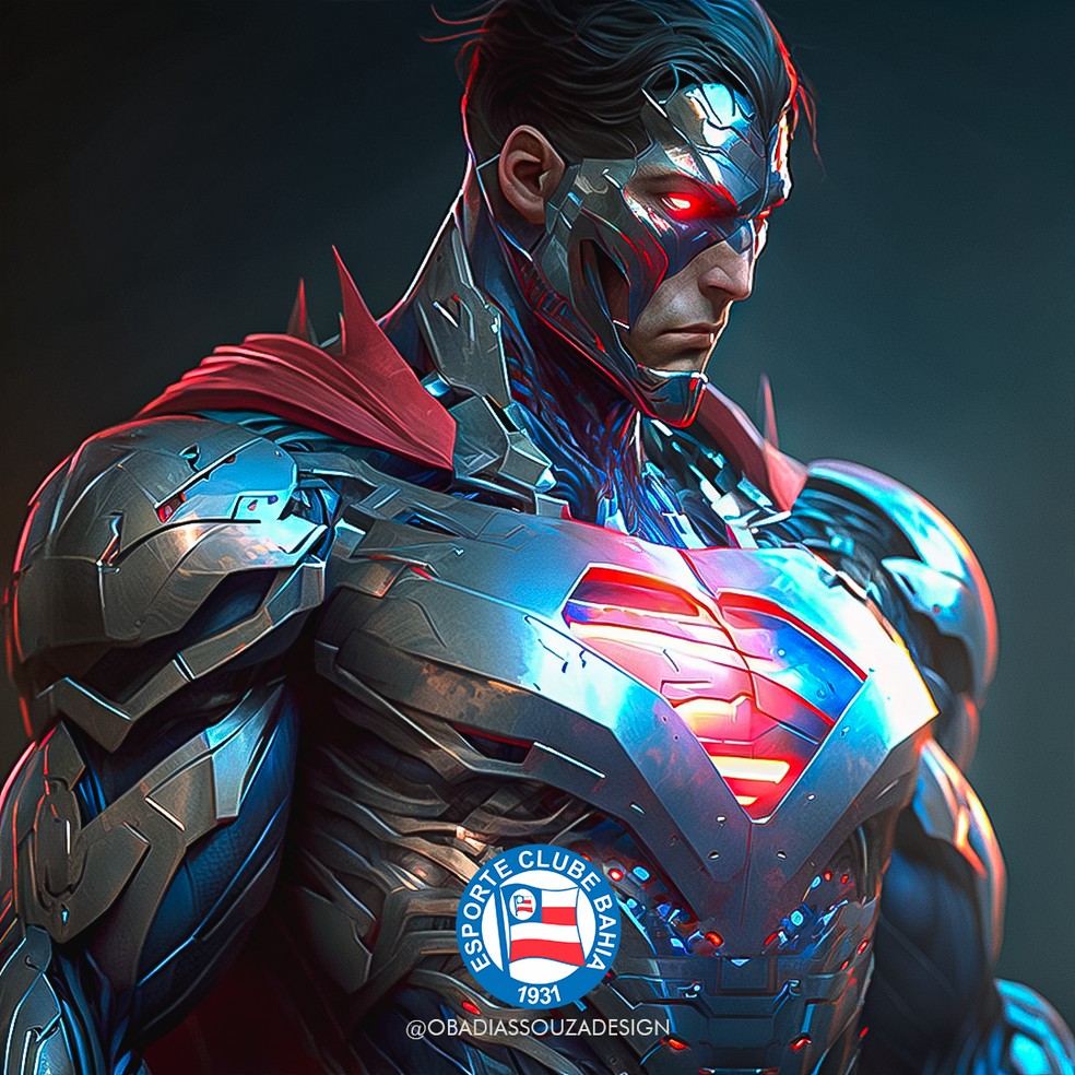 Super-Homem, do Bahia, através da IA — Foto: Divulgação / Obadias Souza