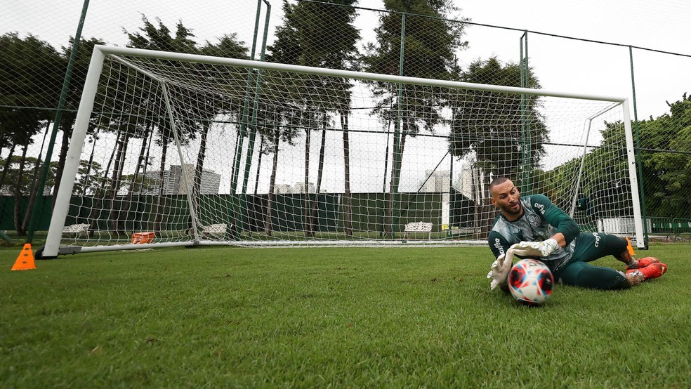 Weverton volta aos treinos no Palmeiras — Foto: Cesar Greco