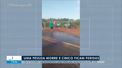 Uma pessoa morre e cinco ficam feridas após carro funerário bater na BR-153