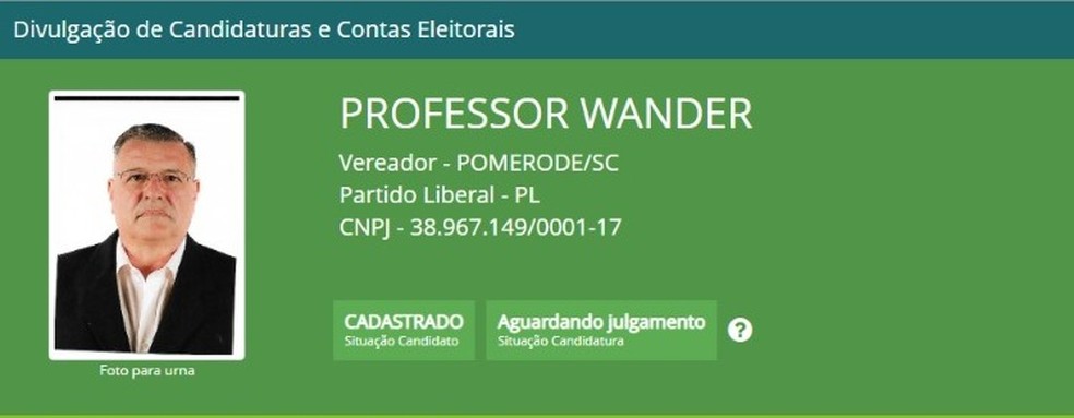 Professor Wander — Foto: TSE/Divulgação