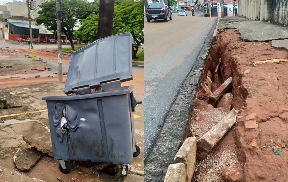 Itapeva tem ruas esburacadas após temporal  — Foto: Giro Itapeva/ Reprodução 