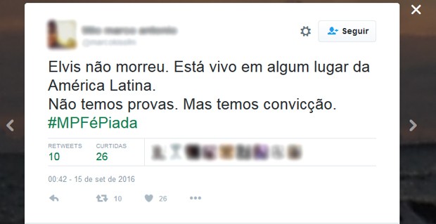 Internauta ironiza denúncia do MPF contra o ex-presidente Lula (Foto: Reprodução/Twitter)