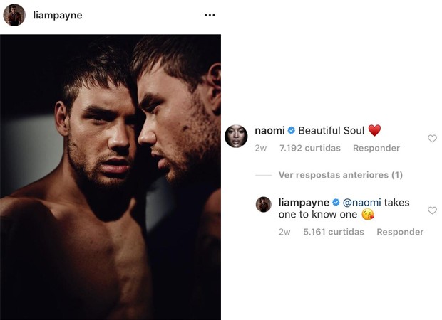 Naomi Campbell deixa comentÃ¡rio no perfil de Liam Payne (Foto: ReproduÃ§Ã£o / Instagram)
