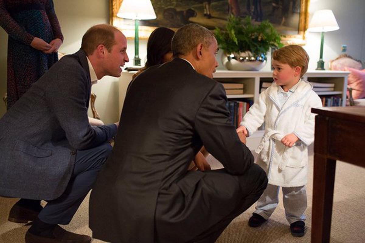 Príncipe George encontrou com Barack Obama no dia 22 de abril de 2016 (Foto: Getty Images)