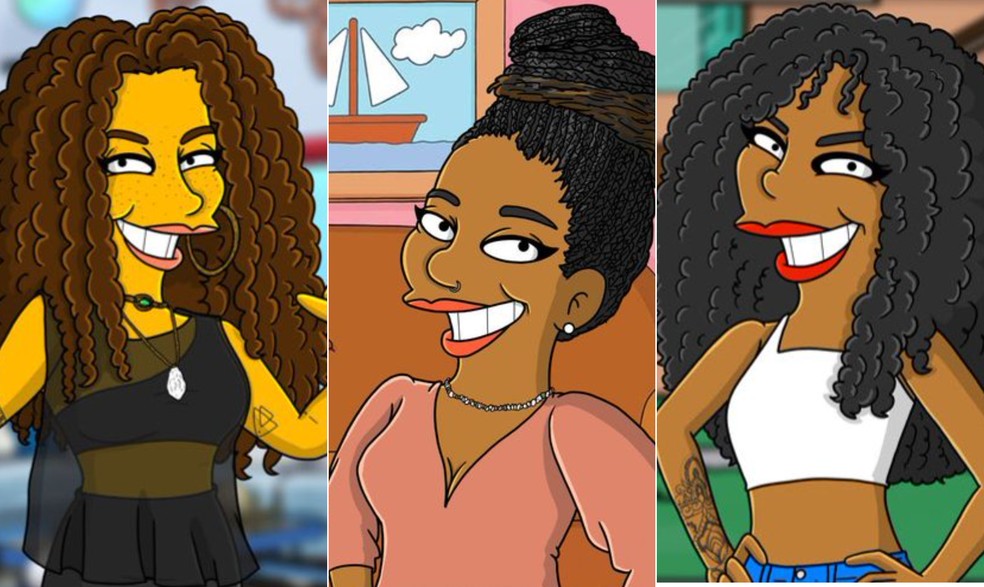 Domitila, Sarah Aline e Márvvila no estilo de "Os Simpsons" — Foto: Reprodução