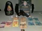 Polícia apreende ampolas de anabolizantes, revólver e dinheiro
