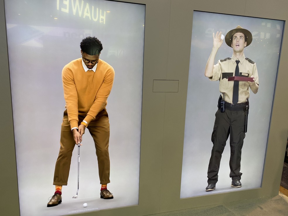 Assistentes virtuais da Neon, exibidos na CES — Foto: Thiago Lavado/G1