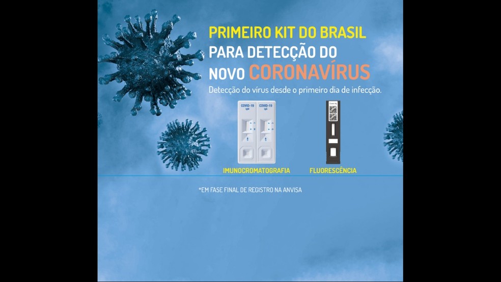 Folder mostra kit de detecção do coronavírus da Eco Diagnóstica — Foto: Eco Diagnóstica/Divulgação