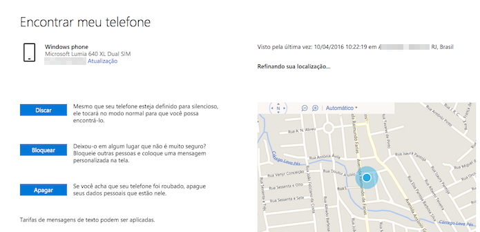 Serviços de localização do Windows 10 Mobile no PC (Foto: Reprodução/Marvin Costa)