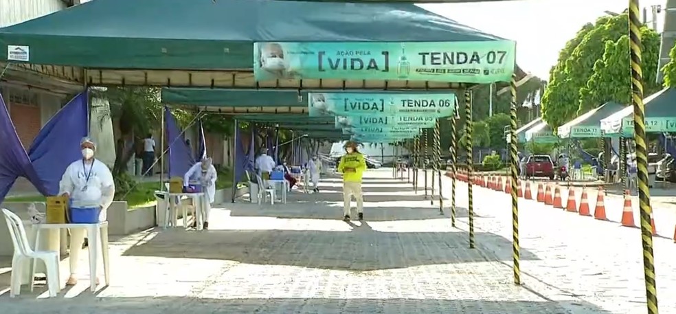 Último dia de funcionamento do drive-thru de vacinação no Sesi é no sábado (2) — Foto: Reprodução/Inter TV Cabugi