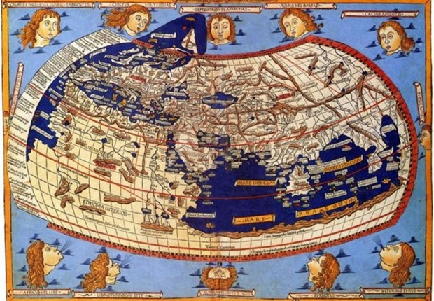 Mapa do astrônomo e geógrafo grego Claudio Ptolomeo. (Foto: GETTY IMAGES (via BBC))