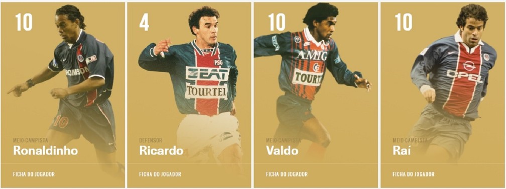 Hall da fama do site oficial do PSG possui quatro brasileiros (Foto: Reprodução)