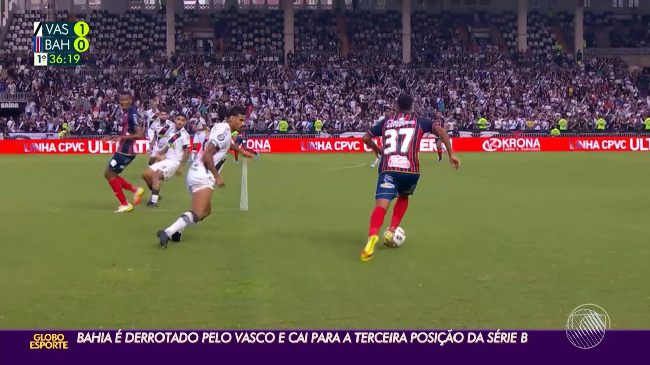Bahia é derrotado pelo Vasco e vai para a terceira posição da Série B