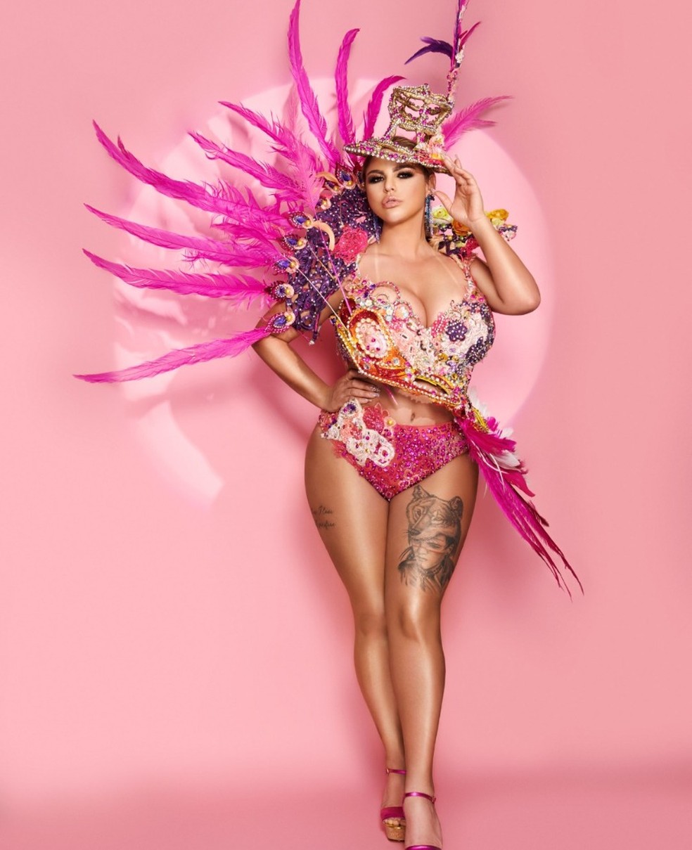 Lu Duarte fará sua estreia no carnaval de SP como Imperatriz de Bateria da Acadêmicos do Tatuapé. — Foto: Divulgação/Michael Sheller/CO Assessoria 