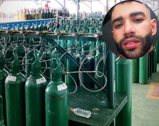 Gusttavo Lima mostra cilindros de oxigênio para enviar a Manaus (Foto: Reprodução/Instagram)