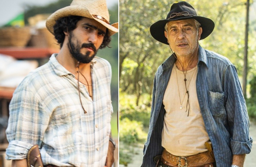 Renato Góes e Paulo Gorgulho: mesmo papel nas diferentes versões de Pantanal (Foto: João Miguel Júnior/TV Globo)