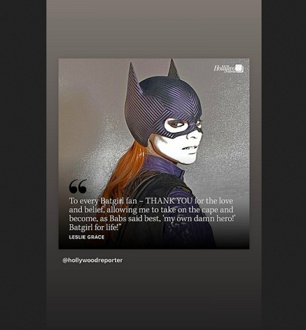 O post de Zoe Saldana com o lamento de Leslie Grace pelo cancelamento de Batgirl (Foto: Instagram)