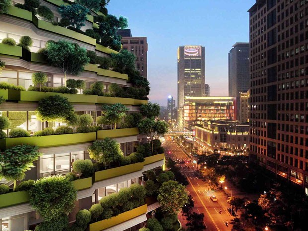Com 23 mil árvores, prédio foi projetado para reduzir o carbono no ar (Foto: Reprodução)