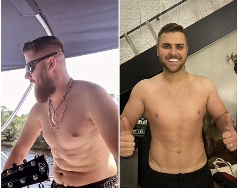 Zé Neto compartilha antes e depois de perda de peso em clique nas redes (Foto: Instagram)