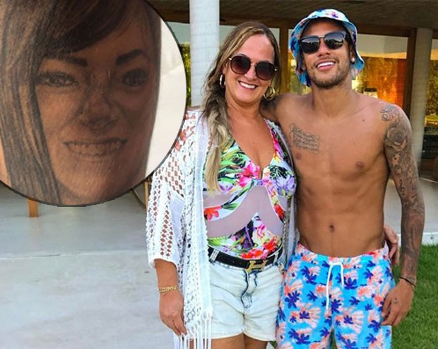 Neymar tatua rosto de mãe, Nadine, na perna  (Foto: Reprodução)