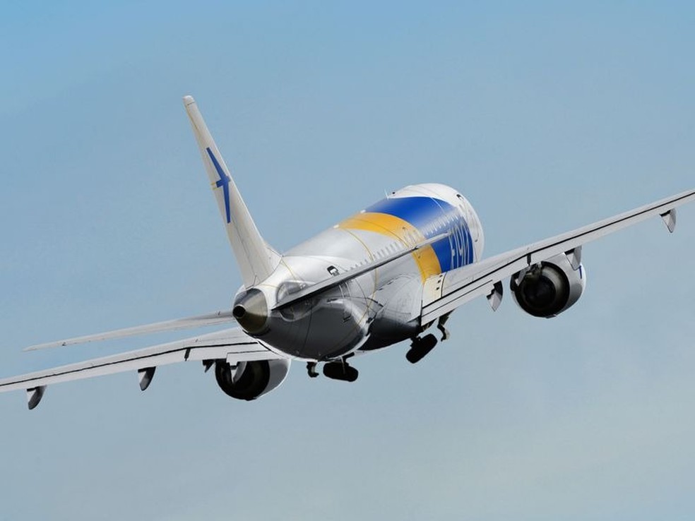E-190 da Embraer será utilizado pelo Palmeiras — Foto: Divulgação/Embraer