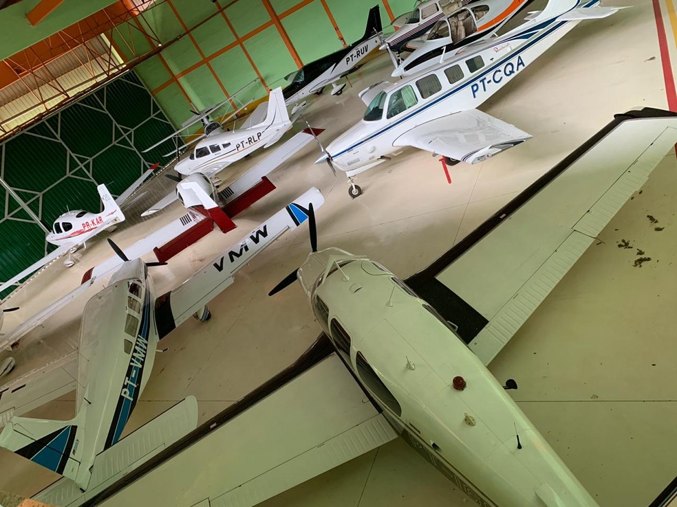Aviões apreendidos em operação do Deic em Bragança Paulista contra tráfico de drogas e organização criminosa.  — Foto: Deic/Divulgação