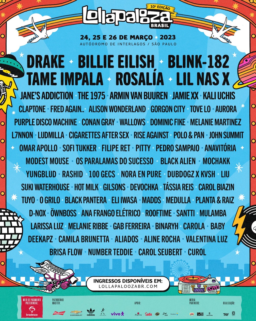 Line-up Lollapalooza 2023 — Foto: Reprodução/Twitter