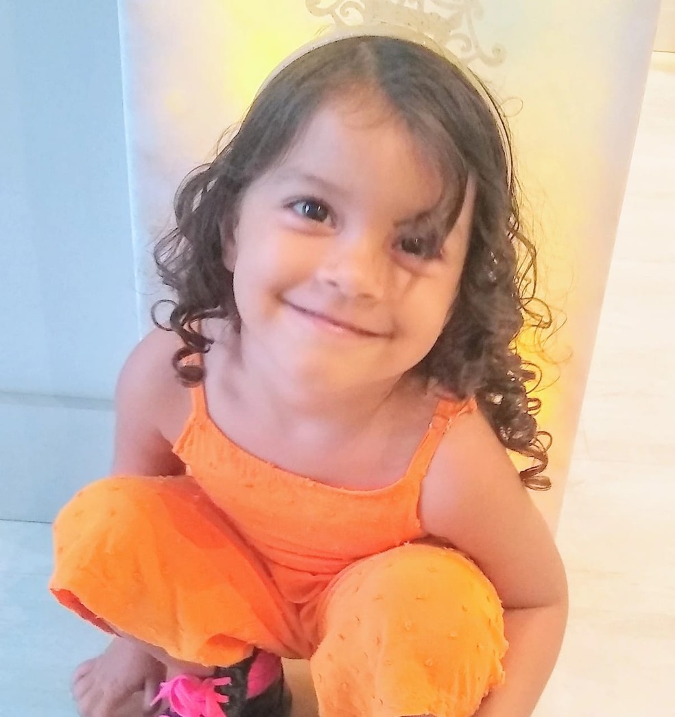 Elena de dois anos morreu após ser atropelada por ônibus em Linhares, Norte do ES — Foto: Reprodução
